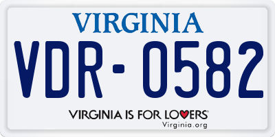 VA license plate VDR0582