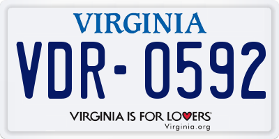 VA license plate VDR0592