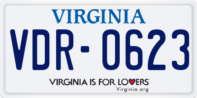 VA license plate VDR0623
