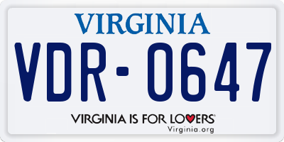 VA license plate VDR0647