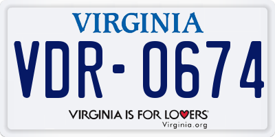 VA license plate VDR0674