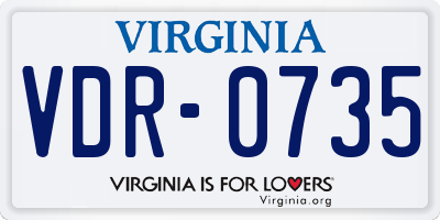 VA license plate VDR0735