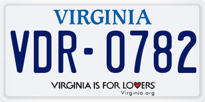 VA license plate VDR0782