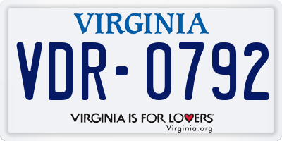 VA license plate VDR0792