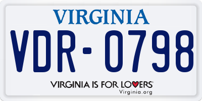 VA license plate VDR0798