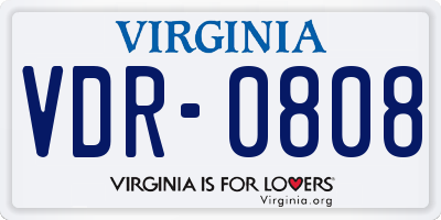 VA license plate VDR0808