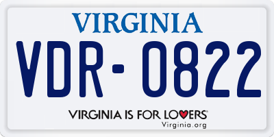 VA license plate VDR0822