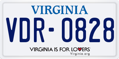 VA license plate VDR0828