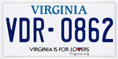 VA license plate VDR0862