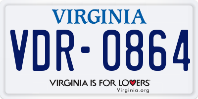 VA license plate VDR0864