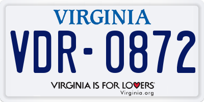 VA license plate VDR0872