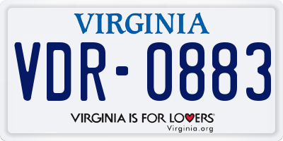VA license plate VDR0883