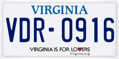 VA license plate VDR0916