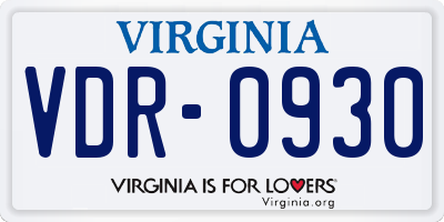 VA license plate VDR0930