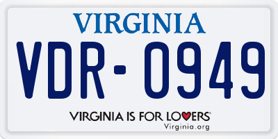 VA license plate VDR0949