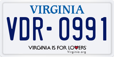 VA license plate VDR0991