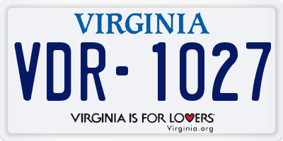 VA license plate VDR1027