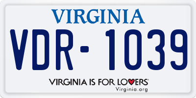 VA license plate VDR1039
