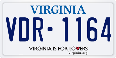 VA license plate VDR1164