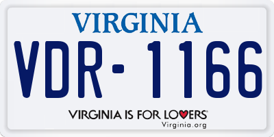 VA license plate VDR1166