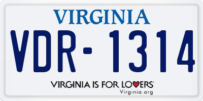 VA license plate VDR1314