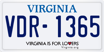 VA license plate VDR1365