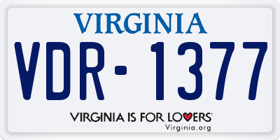 VA license plate VDR1377