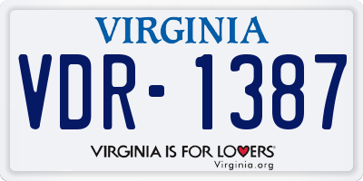 VA license plate VDR1387