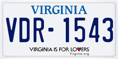 VA license plate VDR1543