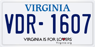 VA license plate VDR1607