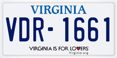VA license plate VDR1661