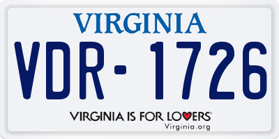 VA license plate VDR1726