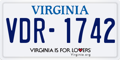 VA license plate VDR1742