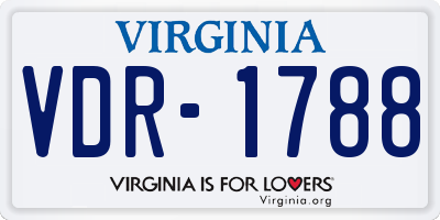 VA license plate VDR1788