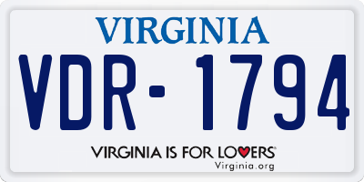 VA license plate VDR1794