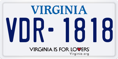 VA license plate VDR1818