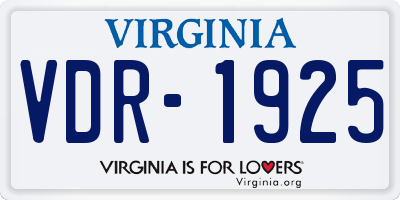 VA license plate VDR1925