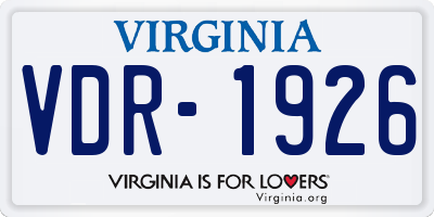 VA license plate VDR1926