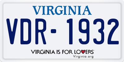 VA license plate VDR1932