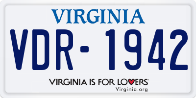 VA license plate VDR1942
