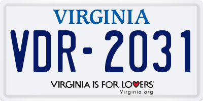 VA license plate VDR2031