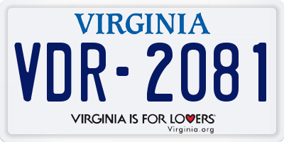 VA license plate VDR2081