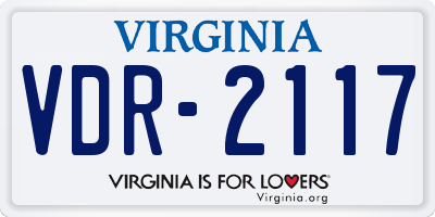 VA license plate VDR2117