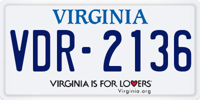 VA license plate VDR2136