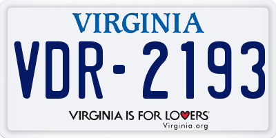 VA license plate VDR2193