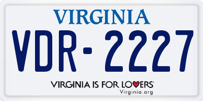 VA license plate VDR2227