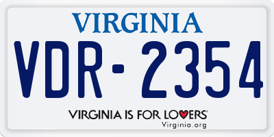 VA license plate VDR2354