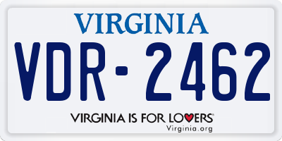 VA license plate VDR2462