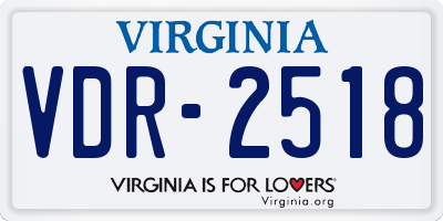 VA license plate VDR2518