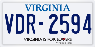 VA license plate VDR2594